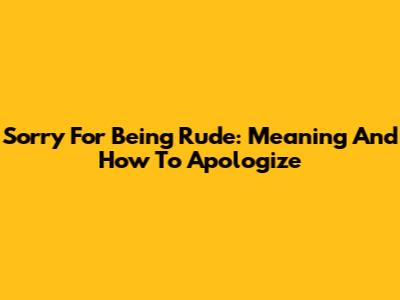 Sorry For Being Rude: Meaning And How To Apologize