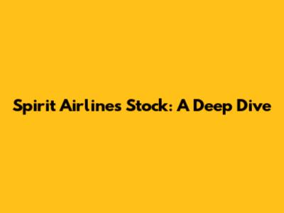 Spirit Airlines Stock: A Deep Dive