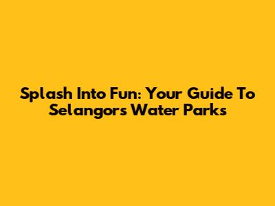 Splash Into Fun: Your Guide To Selangor's Water Parks
