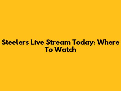 Steelers Live Stream Today: Where To Watch