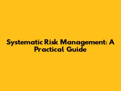 Systematic Risk Management: A Practical Guide