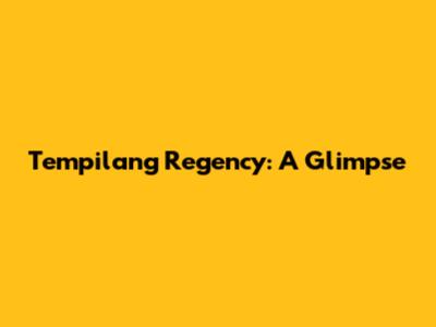 Tempilang Regency: A Glimpse