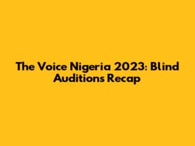 The Voice Nigeria 2023: Blind Auditions Recap