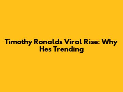 Timothy Ronald's Viral Rise: Why He's Trending