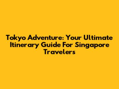 Tokyo Adventure: Your Ultimate Itinerary Guide For Singapore Travelers