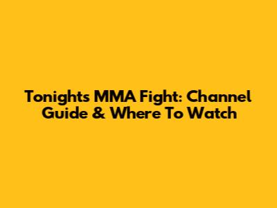 Tonight's MMA Fight: Channel Guide & Where To Watch