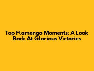 Top Flamengo Moments: A Look Back At Glorious Victories