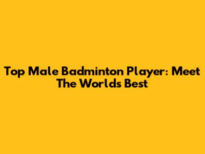 Top Male Badminton Player: Meet The World's Best