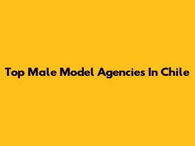 Top Male Model Agencies In Chile