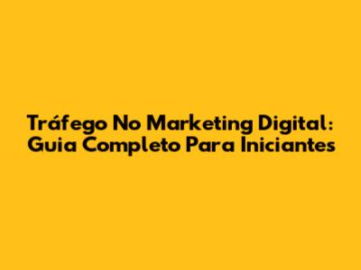 Tráfego No Marketing Digital: Guia Completo Para Iniciantes