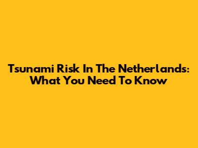 Tsunami Risk In The Netherlands: What You Need To Know