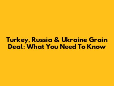 Turkey, Russia & Ukraine Grain Deal: What You Need To Know