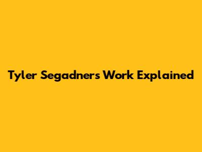Tyler Segadner's Work Explained