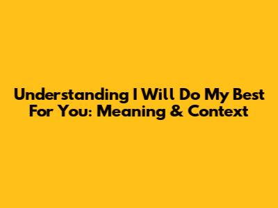 Understanding 'I Will Do My Best For You': Meaning & Context