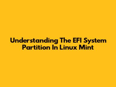 Understanding The EFI System Partition In Linux Mint