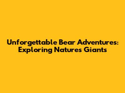 Unforgettable Bear Adventures: Exploring Nature's Giants