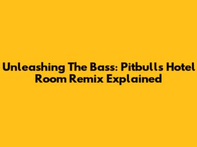 Unleashing The Bass: Pitbull's Hotel Room Remix Explained