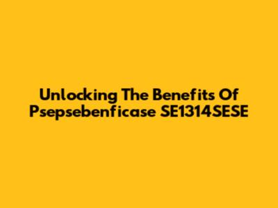Unlocking The Benefits Of Psepsebenficase SE1314SESE