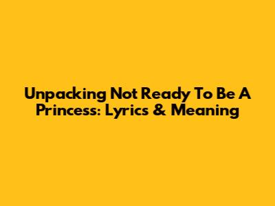 Unpacking 'Not Ready To Be A Princess': Lyrics & Meaning