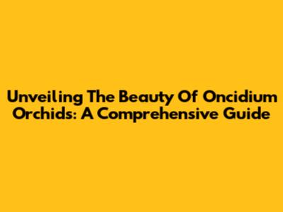 Unveiling The Beauty Of Oncidium Orchids: A Comprehensive Guide