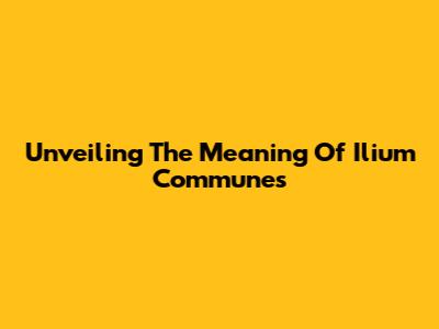 Unveiling The Meaning Of 'Ilium Communes'