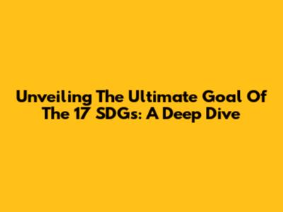 Unveiling The Ultimate Goal Of The 17 SDGs: A Deep Dive