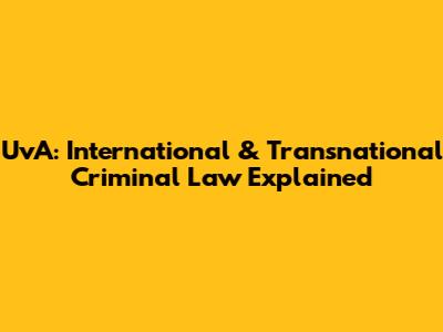 UvA: International & Transnational Criminal Law Explained