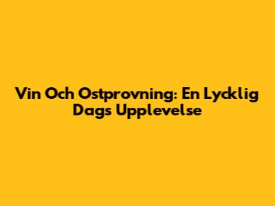 Vin Och Ostprovning: En Lycklig Dags Upplevelse