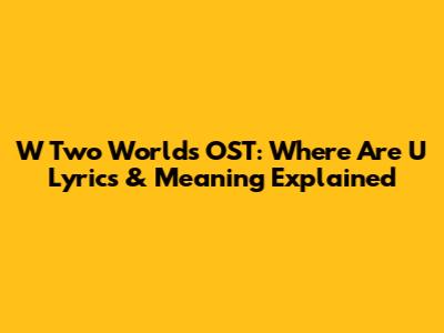 W Two Worlds OST: Where Are U Lyrics & Meaning Explained