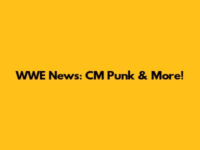 WWE News: CM Punk & More!