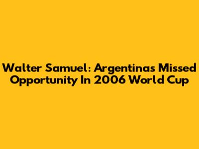 Walter Samuel: Argentina's Missed Opportunity In 2006 World Cup