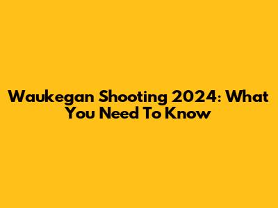 Waukegan Shooting 2024: What You Need To Know