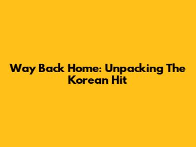 Way Back Home: Unpacking The Korean Hit