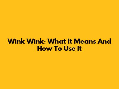 Wink Wink: What It Means And How To Use It
