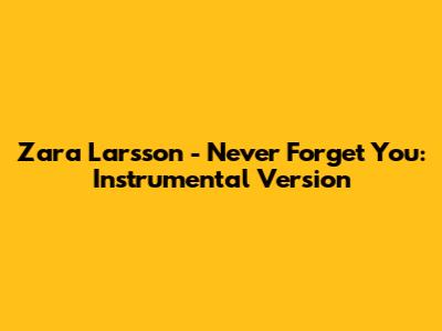Zara Larsson - Never Forget You: Instrumental Version
