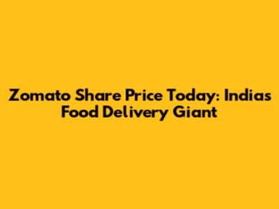 Zomato Share Price Today: India's Food Delivery Giant